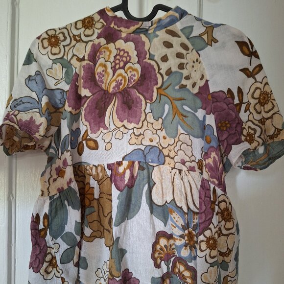 ZARA TRF, size XS, Peplum floral crop top with open back tie, 100% cotton - Picture 6 of 7